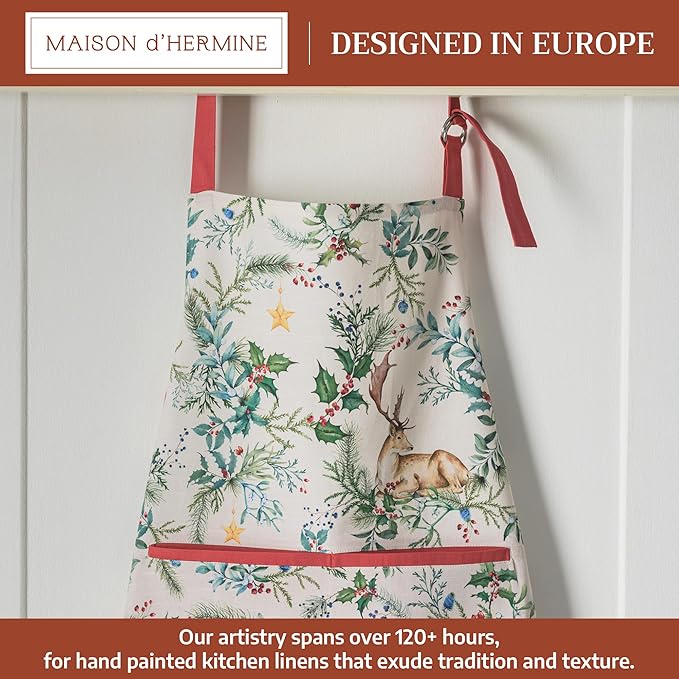 Maison d' Hermine 100% Cotton Apron for women with Pocket Kitchen Chef Apron for Men Cooking Mothers Day Gifts