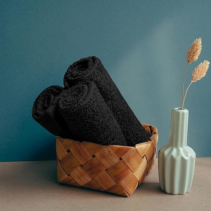 ZUPERIA Bar Mop Kitchen Towels - Pack of 12 (16"x19”) 100% Ring Spun Cotton - Dish Washcloths For Superb Cleaning and Less Lint - Highly Absorbent Dish Cloths and Dish Towels For Everyday use (Black)