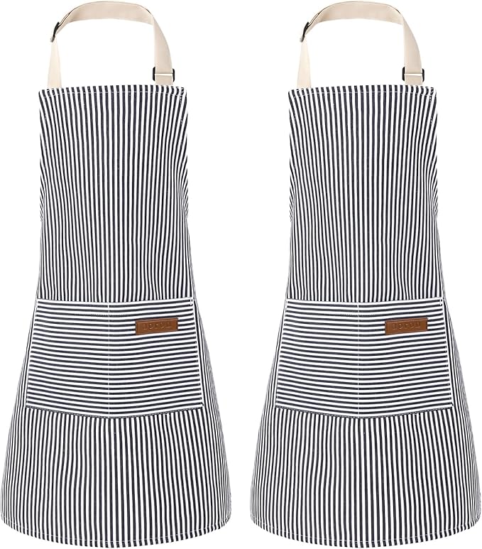 2 Pack Stripes Kids Apron, Kids Cooking Aprons with 2 Pockets, Cute Aprons for Cooking for Boys and Girls