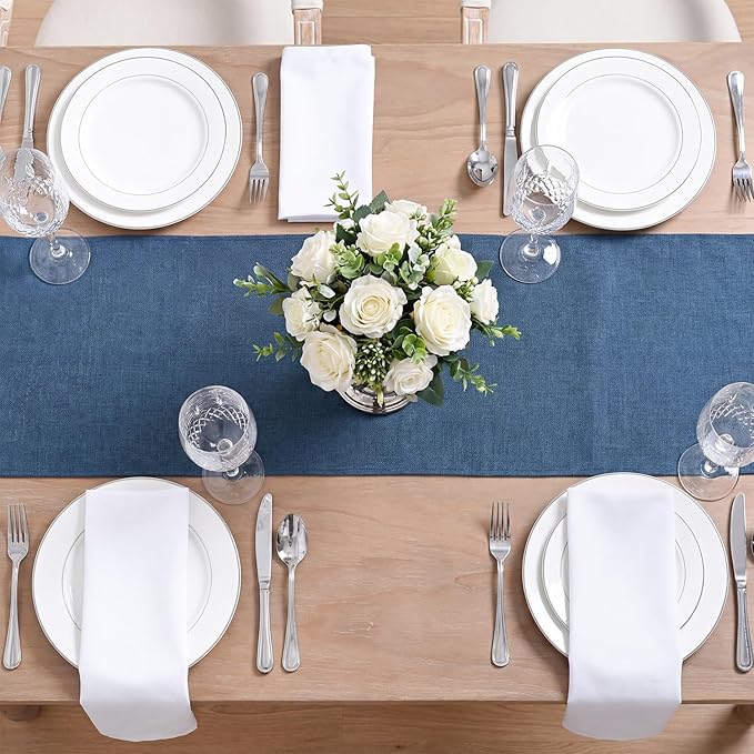 Artoid Mode Navy Blue Table Runner, Seasonal Summer Fall Washable Kitchen Dining Table Decoration for Home Party Decor 13x36 Inch