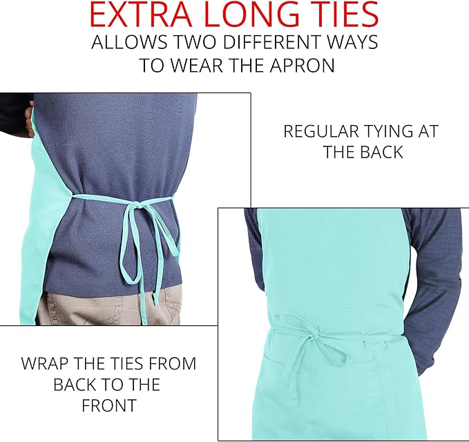 Utopia Kitchen 2 Pack Bib Apron, Adjustable with 2 Pockets, Water and Oil Resistant, Cooking Kitchen Chef Apron for Women Men