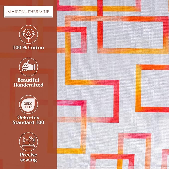Maison d' Hermine Placemats Set of 4 100% Cotton Washable Cloth Place Mats Reusable Table Mats for Kitchen Dining Party Wedding Gifts for Mothers Day Spring/Summer (Summer Maze, 13" x 19")