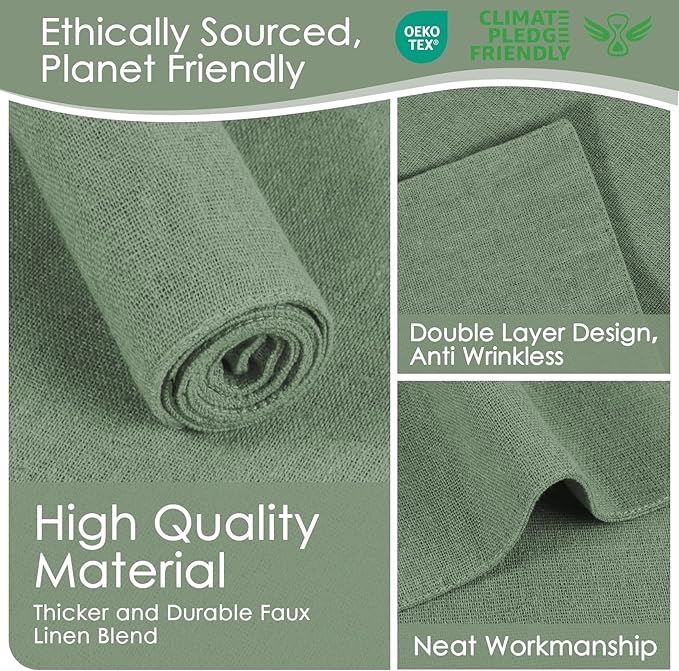 MANSPHIL Sage Green Fabric Placemats Set of 4 - Washable Thick Faux Linen Table Place Mats Wrinkle Free Dining Kitchen Easter Decor - 13x19 Inch Oeko Tex Placemat