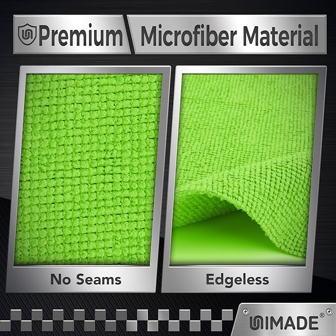 UNIMADE Microfiber Cleaning Cloth, 100PK Commercial Grade Work Rags Microfiber Towels for Cars Cleaning Rags Bulk Detailing Cloth for Automotive Bar Mechanic Restaurant Garage, 11.5"x11.5", Multicolor