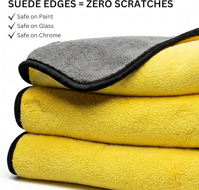 The Pro Stuff® Car Detailing Microfiber Towels - 600 GSM Thick Plush Auto Towels | Super Soft Dual-Sided for Cleaning, Washing, Buffing | Tagless, Scratch-Free, Lint Free Cloth (16"x16") (Pack of 12)