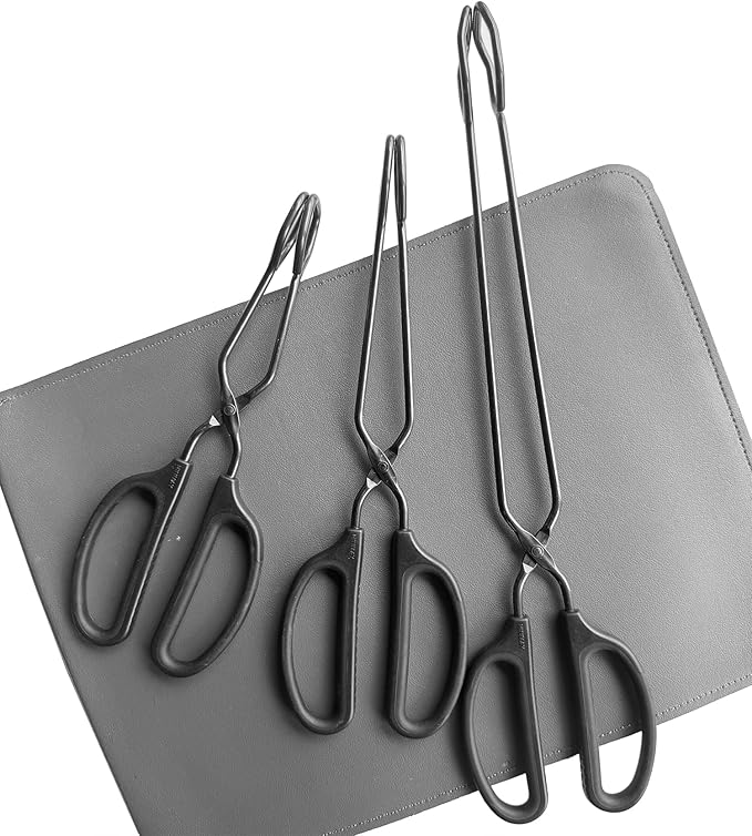 HINMAY 10" 12" 16" Stainless Steel Kitchen Tongs Set, Non-Slip Comfortable Grip Scissor Tongs for Cooking, Grilling & Serving, Set of 3