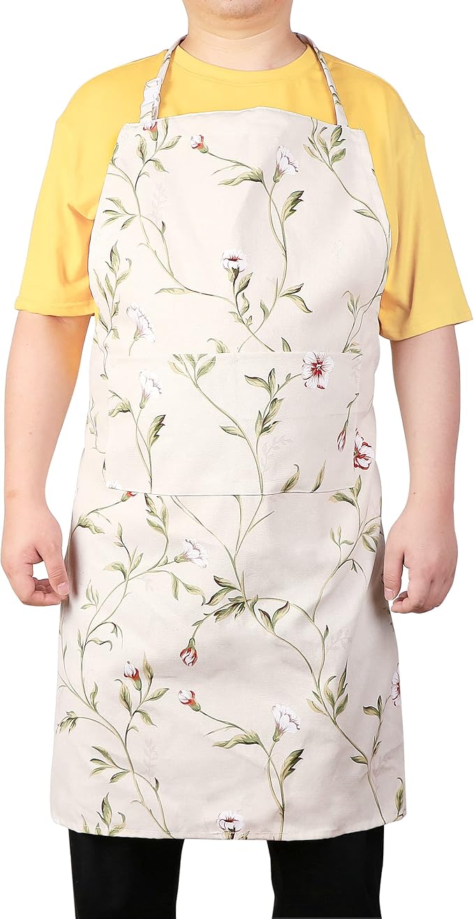 Sanlykate Extra Large Canvas Cotton Apron for Men & Women, Plus Size Durable Aprons with 2 Pockets, Adjustable Bib Machine Washable Oversized Aprons for Baking, Cooking, Painting - Plain