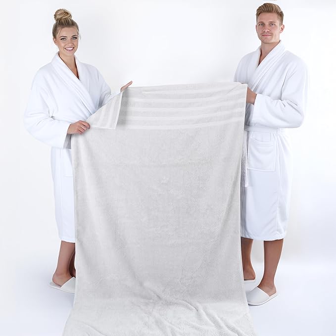 American Soft Linen 35x70 Jumbo Large Bath Towel, 600 GSM 100% Cotton Turkish Bath Sheet, Oversized Luxury Bath Towel for Bathroom Beach and Pool, Silver Grey