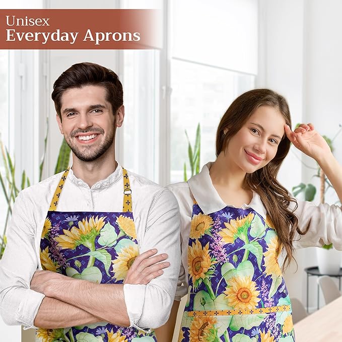 Maison d' Hermine 100% Cotton Apron for women with Pocket Kitchen Chef Apron for Men Cooking Mothers Day Gifts
