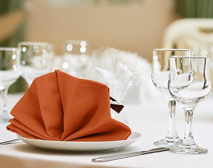 Utopia Kitchen Orange Cloth Napkins [12 Pack, 20x20 Inch] Absorbent Cotton Blend Washable and Reusable for Halloween, Thanksgiving, Dinner, Restaurant, Lunch, Wedding and Hotel