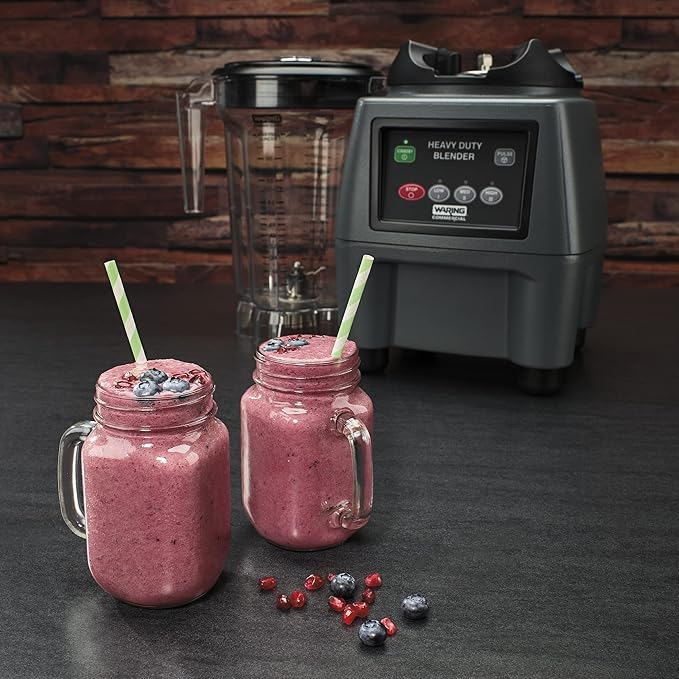 Waring Commercial CB15P Ultra Heavy Duty 3.75 HP Blender, Electric Touchpad Controls with BPA Free Copolyester 1 Gallon Container, 120V. 5-15 Phase Plug,Stainless Steel, Black