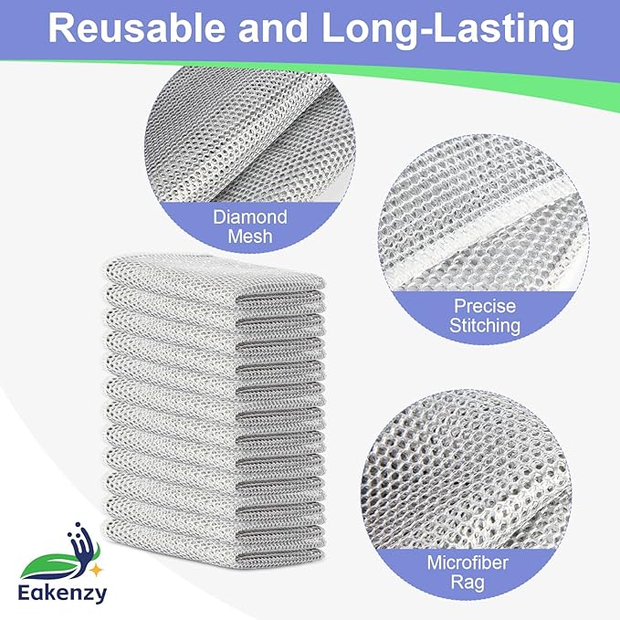 Non Scratch Wire Dishcloth, Multipurpose Wire Dishwashing Rag for Wet and Dry, Steel Cloth for Washing Dishes, Rust Removal Cleaning Cloth Kitchen, No Odor, Double Layer, 20 Pack