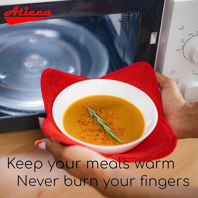 Aticca Microwave Bowl Cozy Holders for Hot Food Set of 4 Hot Pads for Bouillon Cups Multipurpose Heat Proof Plate Holder