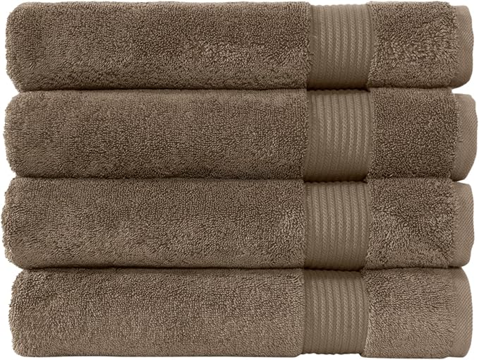 Classic Turkish Towels CTT - Premium 4 Piece Bath Towel Set, Made with 100% Turkish Cotton, Quick Drying, Highly Absorbent & Comfy Towels for Spa & Hotel | 30"x54" (Deep Taupe)