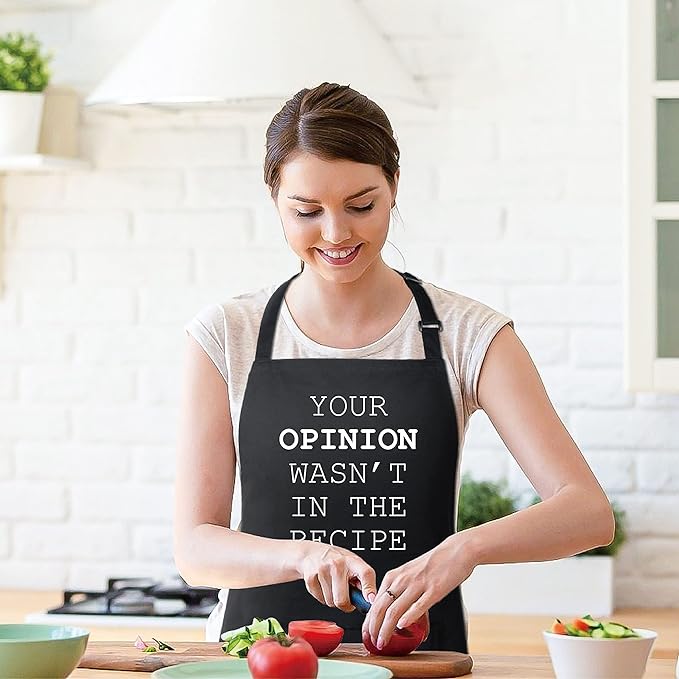 Xornis 100% Cotton Funny Apron with 2 Pockets for Men Women BBQ Grilling Adjustable Bib Black Aprons Gifts Cooking Kitchen