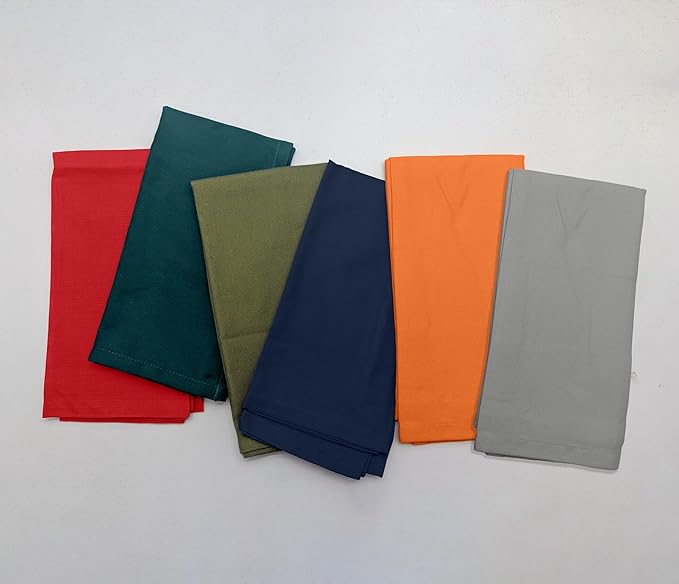 Ruvanti Cloth Napkins Set of 12, 100% Cotton High GSM 18x18 Inches Soft, Washable, Highly Durable & Absorbent, Perfect for Parties, Christmas, Thanksgiving Dinners – Multi Color