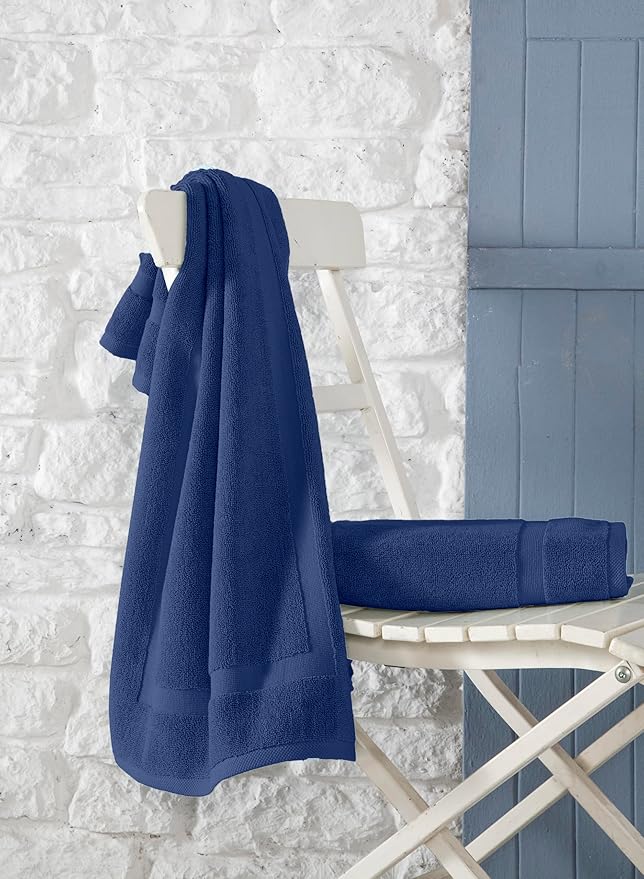 SALBAKOS 100% Turkish Cotton Bath Mat Set 2-Piece - 20x34 inch, Hotel & Spa Collection, Soft, Absorbent, Long Lasting, Durable Bathroom Rugs | Made in Turkey (Navy, 2 Bath Mats)