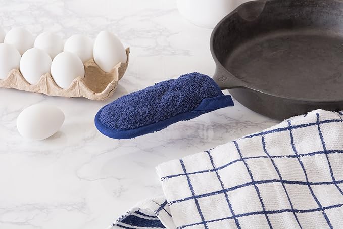 DII Basic Terry Collection Quilted 100% Cotton, Pan Handle, Nautical Blue, 3 Piece