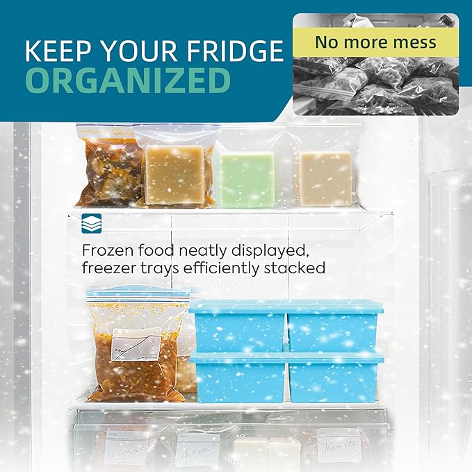 Silicone Freezer Molds for Soup with Lid - 1 Cup Capacity Soup Freezer Container, Large Ice Cube Mold - With Reinforced Steel Ring Top Lid, Oven and Dishwasher Safe, Freeze and Store Food - 2-Pack