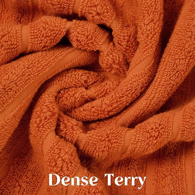 Jacquotha Orange Hand Towels Set of 2 - Ribbed Bathroom Towels Fall Decor, Daily Use & Autumn Gatherings, 13x29 Inches
