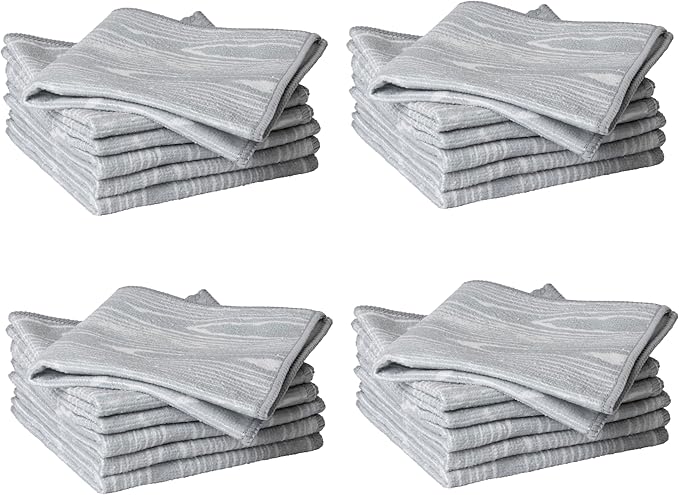 Martha Stewart Microfiber Cleaning Cloths, Ultra-Absorbent, Lint-Free Cleaning Towels for Home & Kitchen, Faux Bois Design, 11 Inches, 24 Count