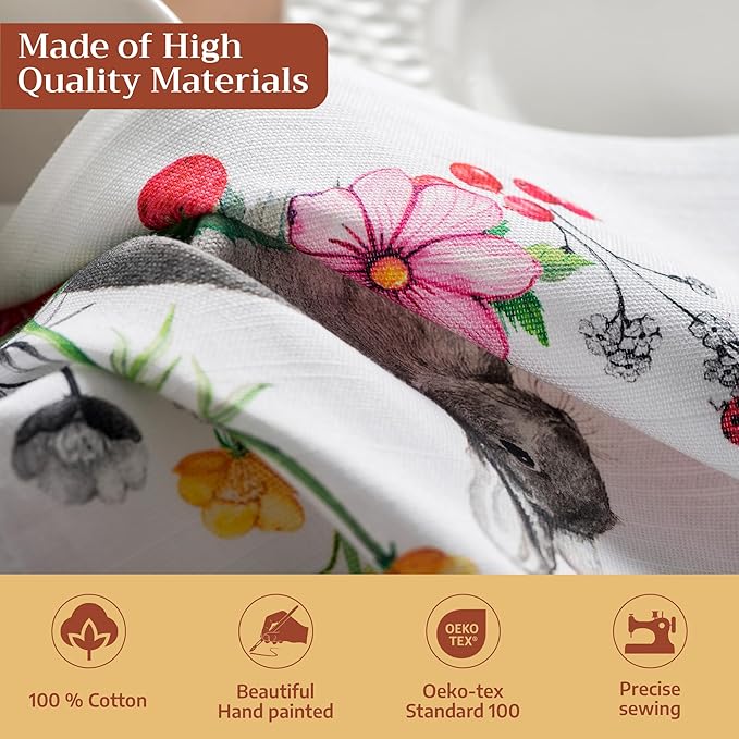 Maison d' Hermine Cloth Napkins Set of 4 100% Cotton Everyday Reusable Square Napkins Cloth Washable Dinner Party Wedding Restaurant Gifts for Mothers Day Spring/Summer (Printemps, 20" x 20")