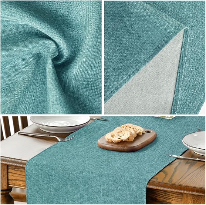 Artoid Mode Turquoise Aqua Table Runner, Seasonal Summer Washable Kitchen Dining Table Decoration for Home Party Decor 13x36 Inch