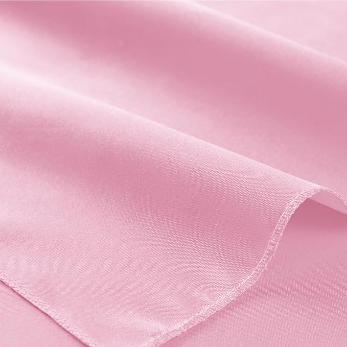 100 Pack Pink Satin Napkins and Napkin Rings Set, 12 x 12 Inch Silky Soft Cloth Napkins Set of 50, Square Satin Dinner Table Napkins Bulk for Wedding Banquet Graduation Party Decoration