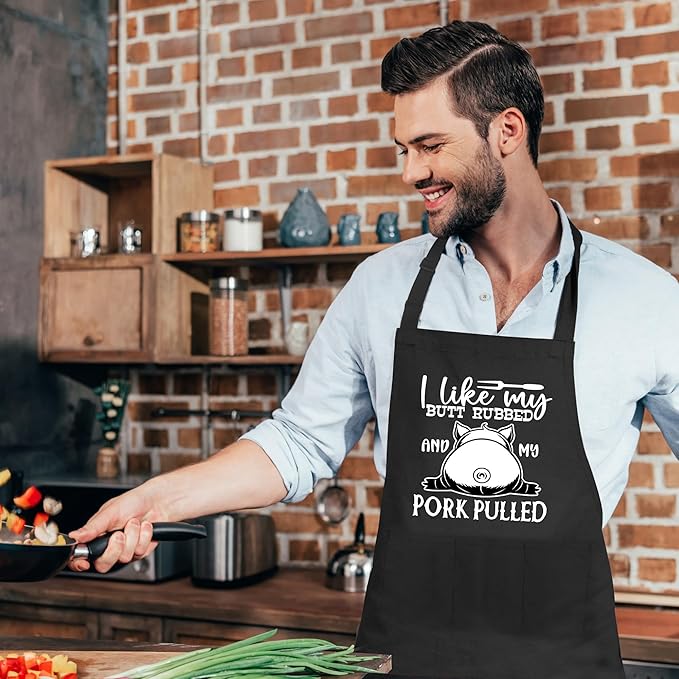 Grilling Aprons for Men,Cnavas Corss Back with Large Pockets Adjustable Chef Aprons, Funny Gifts for Men