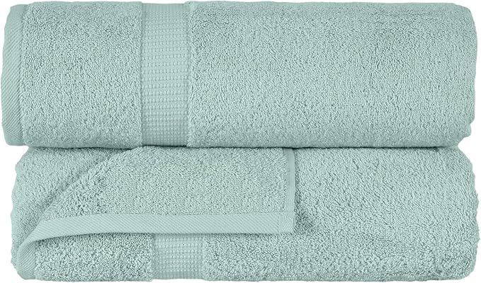 SALBAKOS 100% Turkish Cotton Extra Large Bath Sheet Towel Set of 2, 35x70 inch | Premium Quality | Hotel Collection Soft, Absorbent, Oversize Bath Towels (Seafoam Green, 2 Bath Sheets)