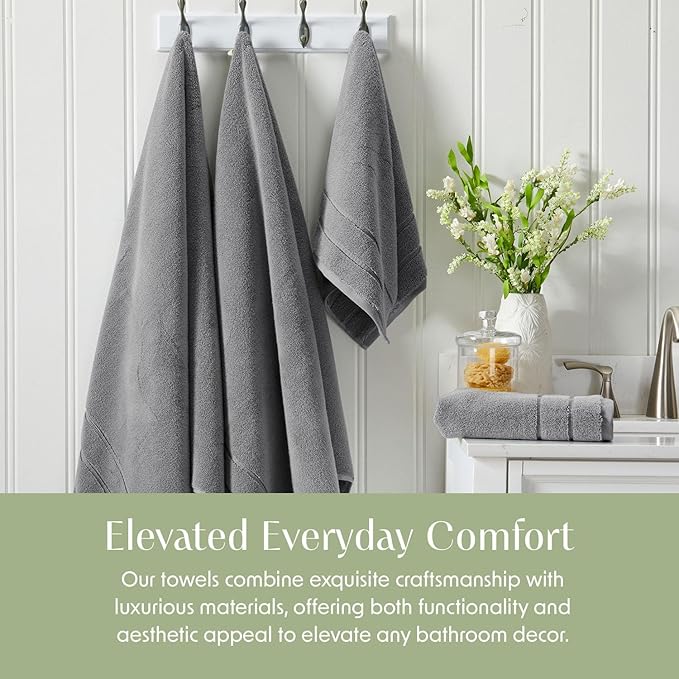 Springtree Home Luxury Turkish Cotton Bath Towels Set | 100% Turkish Cotton | Premium Bath Towels | Ultra Soft Thick Plush & Highly Absorbent | Luxury Hotel & Spa Bathroom Towels | Carbon
