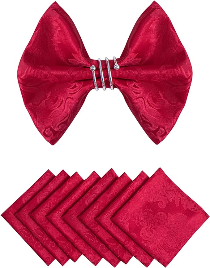 Cloth Napkins Set of 8 – Square 17x17 Inch Jacquard Fabric Polyester Washable Reusable Cloth Napkins for Kitchen Dinner Dining Restaurants Wedding Party Banquet Table (Red, 17X17 Inch)