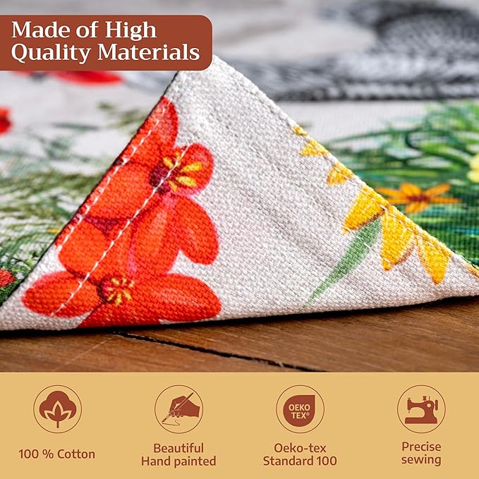 Maison d' Hermine Placemats Set of 4 100% Cotton Washable Cloth Place Mats Reusable Table Mats for Kitchen Dining Party Wedding Gifts for Mothers Day Spring/Summer (Basse Cour, 13" x 19")