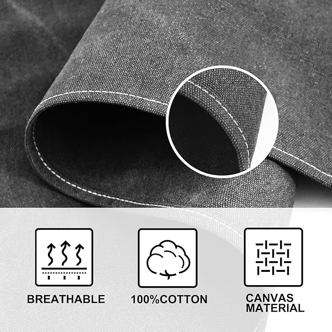 OUNLEN Chef Apron for Men Women Canvas Aprons with 3 Pockets Cross Back Resistant Work Apron for Cooking