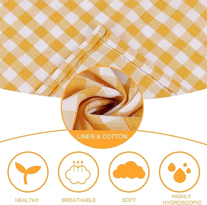 Yellow White Buffalo Plaid Cloth Napkins Set of 6, 18 x 18 Inches Washable Table Napkins, Reusable Gingham Cloth Dinner Napkins for Wedding, Parties, Thanksgiving, Christmas, Dining Celebration