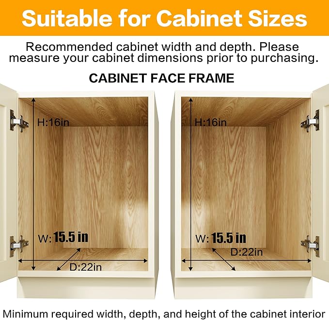 2-Tier Kitchen Cabinet Pull Out Shelf and Drawer Organizer Slide Out Pantry Storaqe Basket in Multiple Sizes (15" W x18 D)