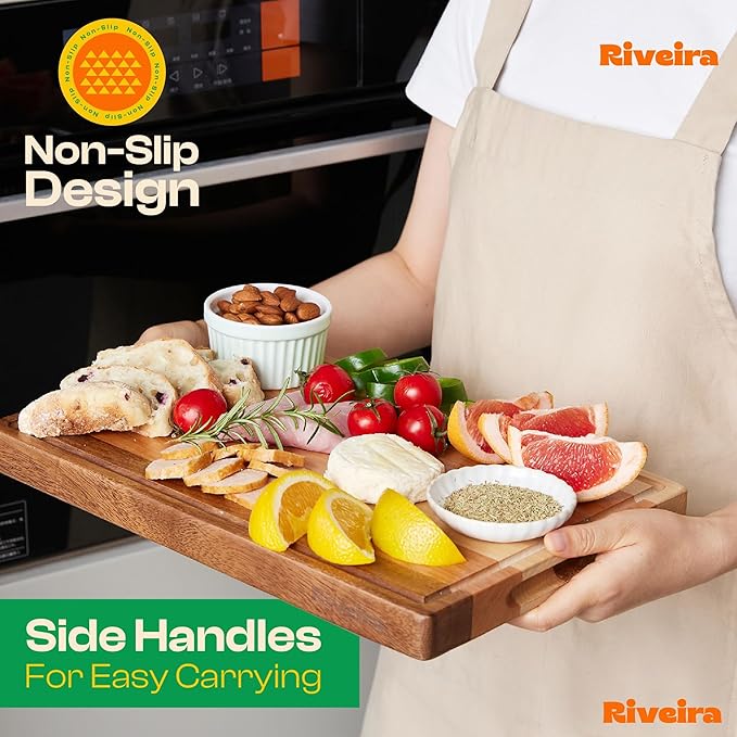 Riveira Walnut/Cherry/Maple Wood Cutting Board Set - Versatile And Durable: 3 Pcs Wooden Cutting Boards - Natural Wooden Cutting Boards For Kitchen Set - Complete Cutting Board
