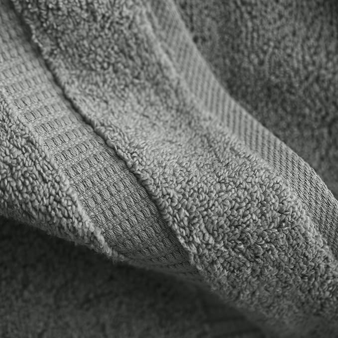 SALBAKOS 12-Piece 100% Turkish Cotton Wash Cloths for Bathroom & Face - Soft 13x13 in Small Towels for Body & Kitchen - Thick, Absorbent Multi-Use Oeko-TEX Certified Washcloths (Gray, 12 Washcloths)