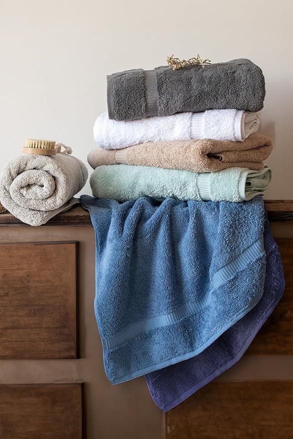 SALBAKOS 100% Turkish Cotton Bath Towels | 4 Piece Turkish Bath Towels Taupe 27x54 in Standard Size | Premium Hotel Quality, Super Absorbent, Thick & Plush Turkish Bath Towel (Taupe, 4 Bath Towels)