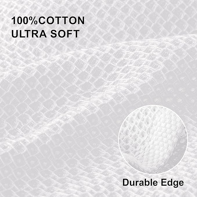 joybest Cotton Kitchen Towels, 4-Pack Waffle Weave Ultra Soft Absorbent Dish Towels Quick Drying Dish Cloths, 18 in x 28 in, White