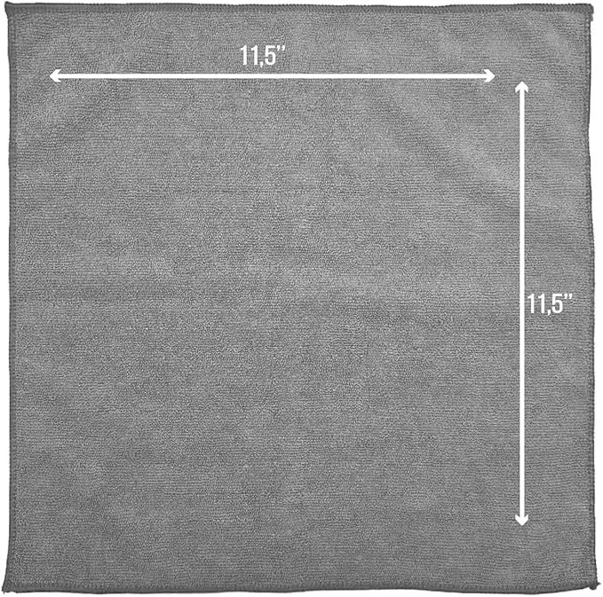 GREEN LIFESTYLE Microfiber Cleaning Cloth 11.5" x 11.5" 12 Pack - Edgeless Microfiber Towels for Cars, Cleaning Rags, Lint Free Car Microfiber Towel, Reusable Cleaning Cloths for House, Garage (Grey)
