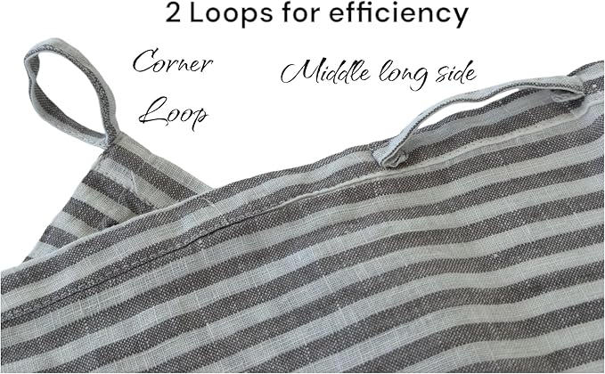 Eight Owls Stonewashed Linen Kitchen Dish Towels - 20 x 27 inch – 100% Pure Linen Tea Towel/Hand Towel - Set of 2 (Gray Stripe)
