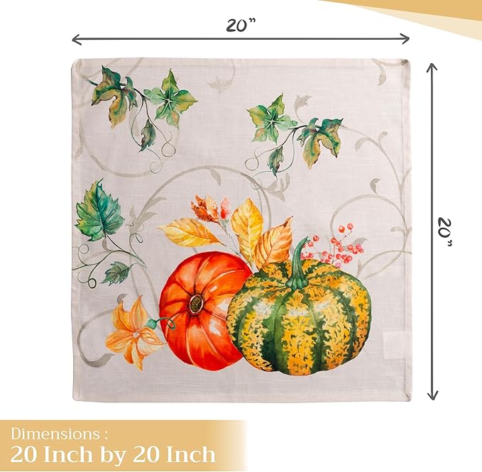 Maison d' Hermine Cloth Napkins Set of 4 100% Cotton for Thanksgiving Christmas Decorations Everyday Reusable Square Fall Napkins Cloth Washable Dinner Party (Lumina, 20"x20")