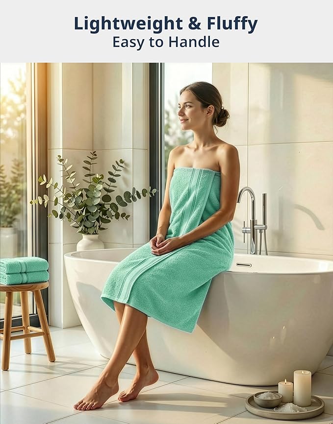 LANE LINEN Luxury Bath Towel Set of 12 – 100% Mercerized Cotton Towels, 4 Bath, 4 Hand Towel & 4 Washcloths, Zero Twist, Remains Soft & Absorbent Even After Multiple Washes - Aqua Sky