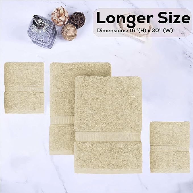 GOLD TEXTILES Premium Hand Towels for Bathroom -100% Ring Spun Cotton (Sand,4 Pack, 16x30 Inches) Luxury Soft Absorbent & Quick Dry, Bathroom Hand Towel Perfect for Hotel, Salon, Gym & Spa