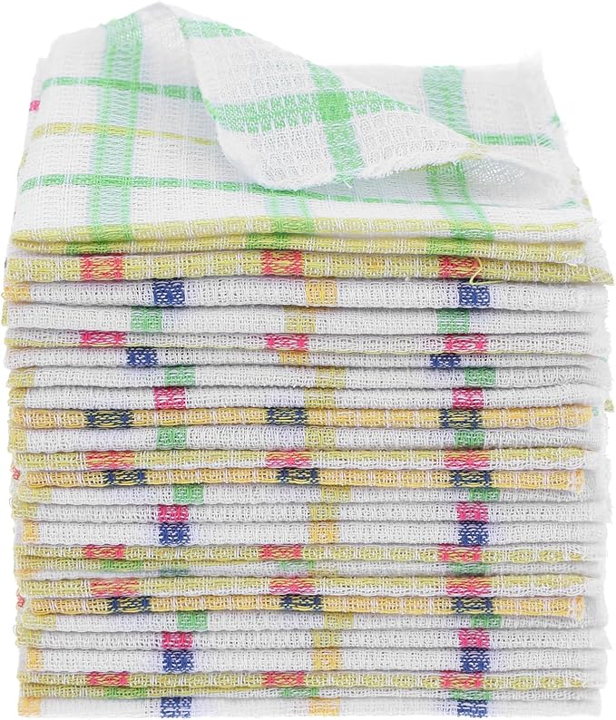 Lemecima 36 Pieces Kitchen Dish Cloths Dish Towels Washable Cleaning Cloth for Washing Dishes Wipe Glass Home Kitchen Household Supplies, 12 x 12 Inch (3 Colors)