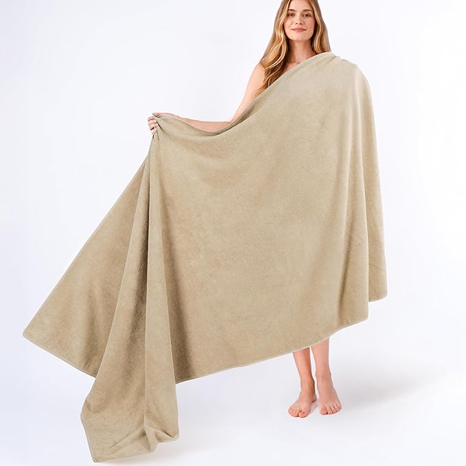 American Soft Linen 100% Cotton 600 GSM Turkish 40x80 Oversized Bath Towel Sheet, Extra Large Adult Towels for Bathroom, Beige Bath Sheet