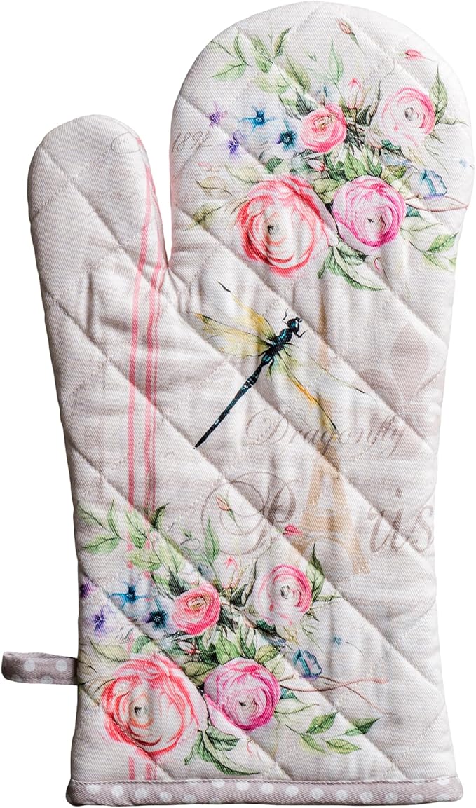 Maison d' Hermine Oven Gloves 100% Cotton Easter Oven Mitt Heat Resistant BBQ Cooking Gloves with Loop for Grilling, Microwave, Barbeque, Champ De Mars Spring/Summer (Oven Mitt (7.5''''x13''''))