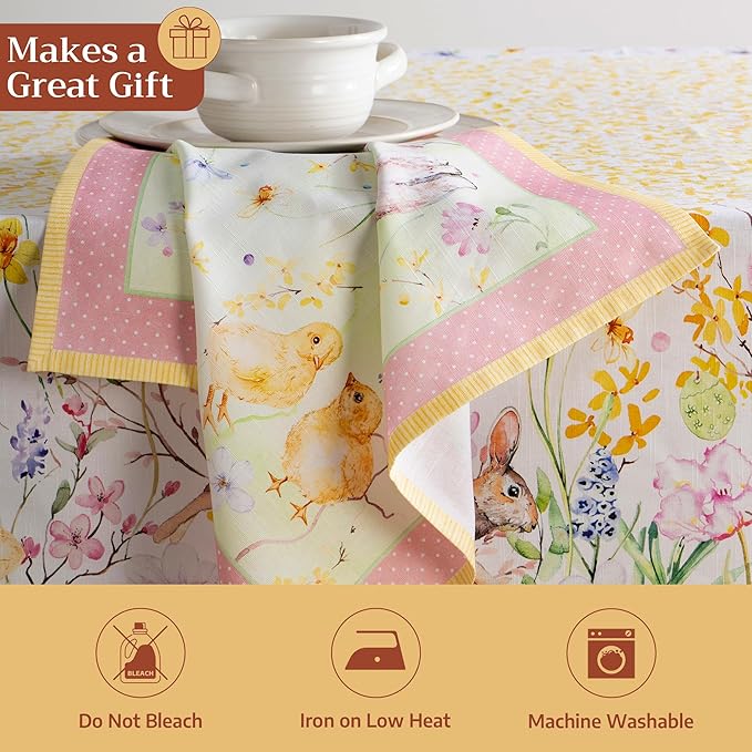 Maison d' Hermine Cloth Napkins Set of 4 100% Cotton Everyday Reusable Square Napkins Cloth Washable Dinner Party Wedding Restaurant Gifts for Mothers Day Spring/Summer (Easter Zest, 20" x 20")