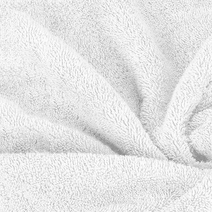 Mocassi Luxury 100% Turkish Cotton 6-Piece Towel Set - Ultra Soft, Quick Dry Highly Absorbent Premium Spa Hotel Quality Bath Towels, Includes 2 Bath Towels, 2 Hand Towels and 2 Washcloths, White